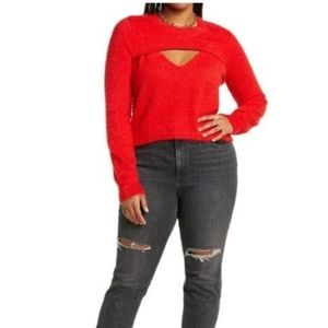 #34 NWT BP Cozy Crop Shrug & Tank Top Red Sz 2X